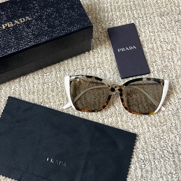 Prada Accessories - Prada cat eye white and tortoiseshell sunglasses